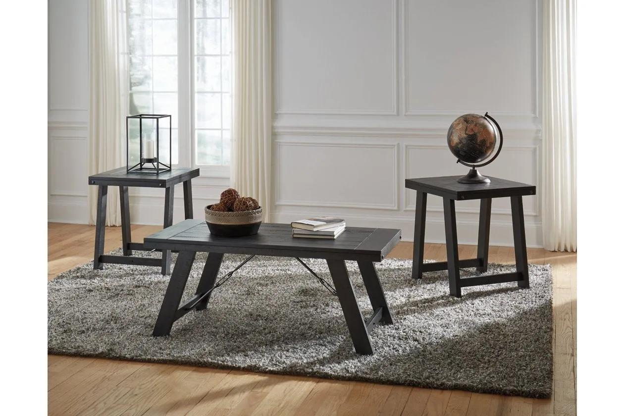 Noorbrook Black/Pewter Table (Set of 3)