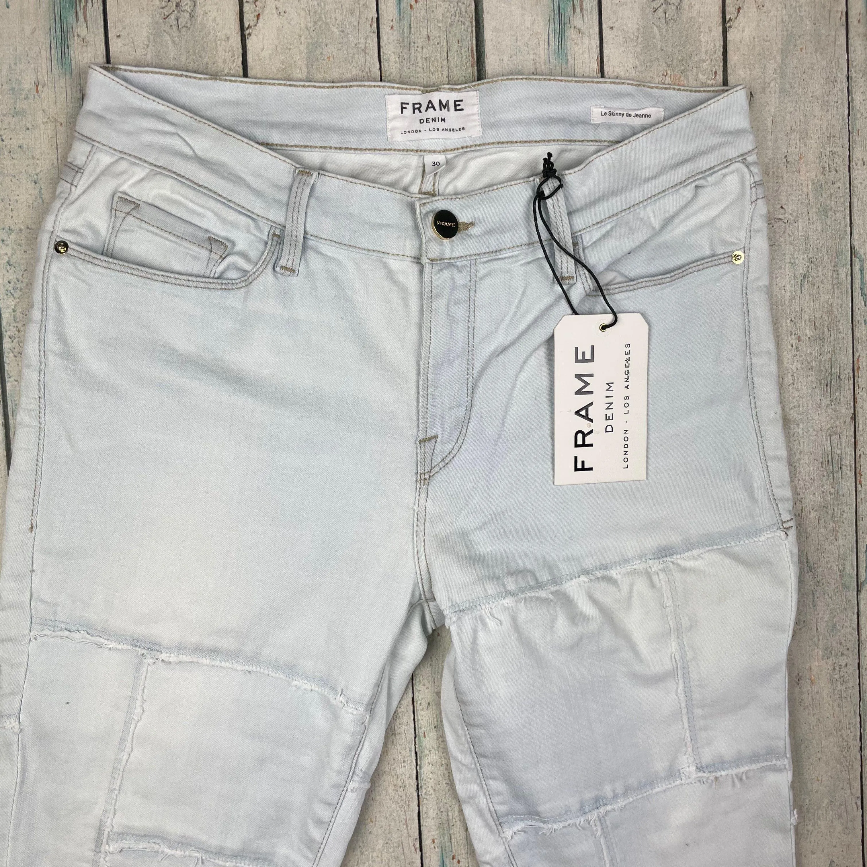 NWT- Frame Denim 'Le Skinny de Jeanne' Patched Jeans -Size 30