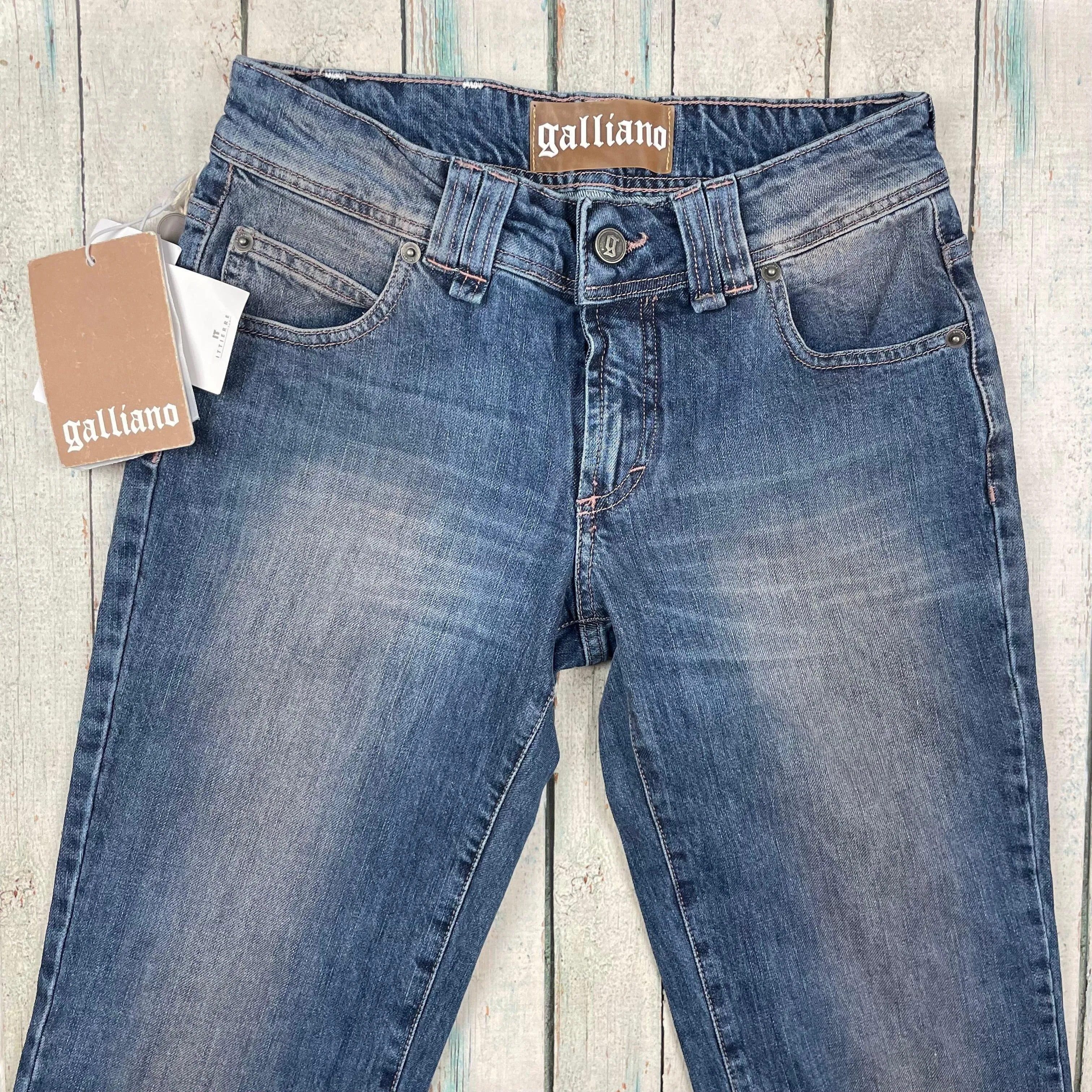 NWT - Galliano Slim Straight Logo Pocket Stretch Jeans -Size 26