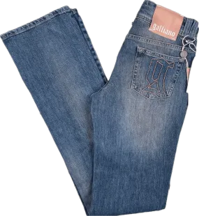 NWT - Galliano Slim Straight Logo Pocket Stretch Jeans -Size 26