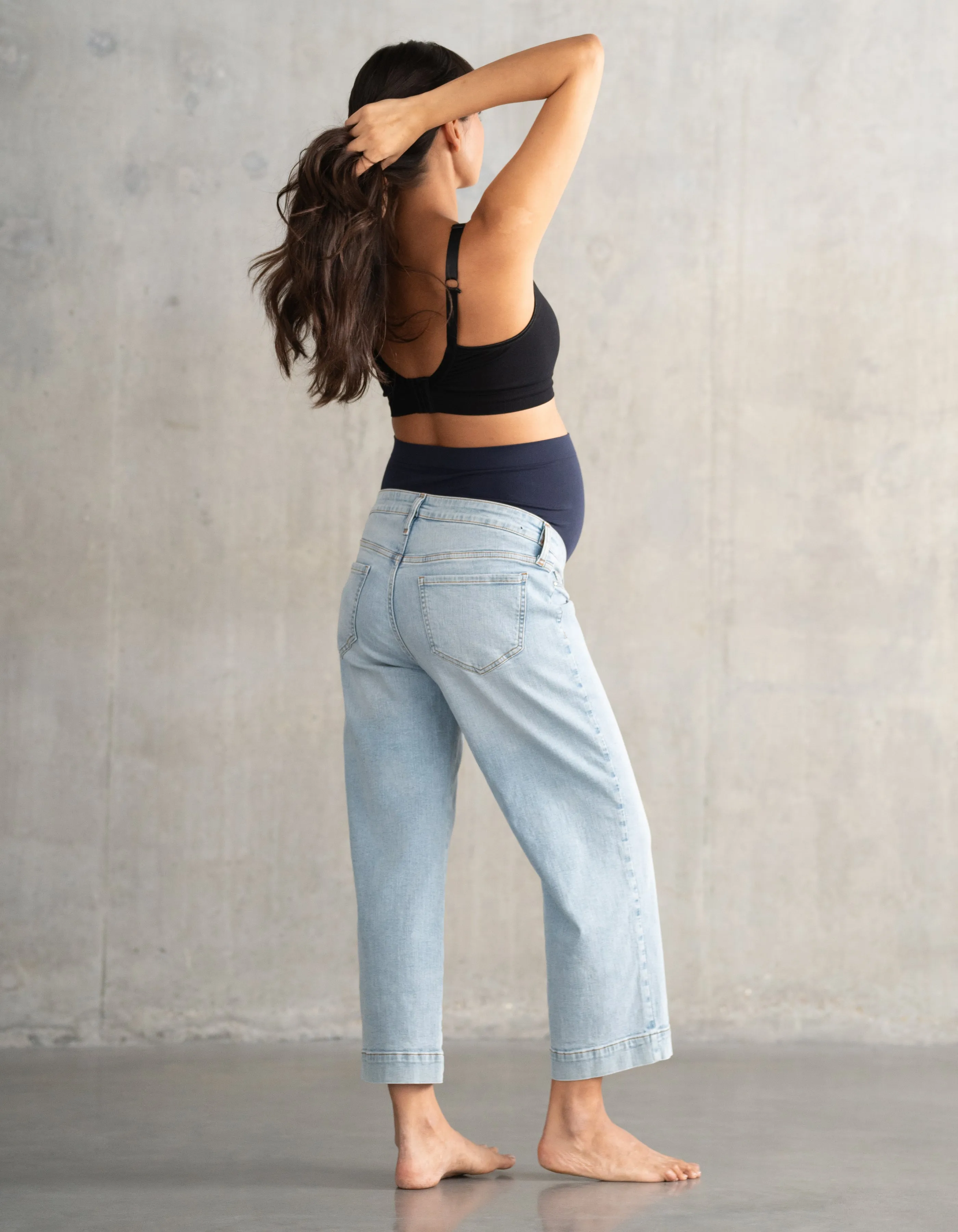 Organic Cropped Straight Wide-Leg Maternity Jeans
