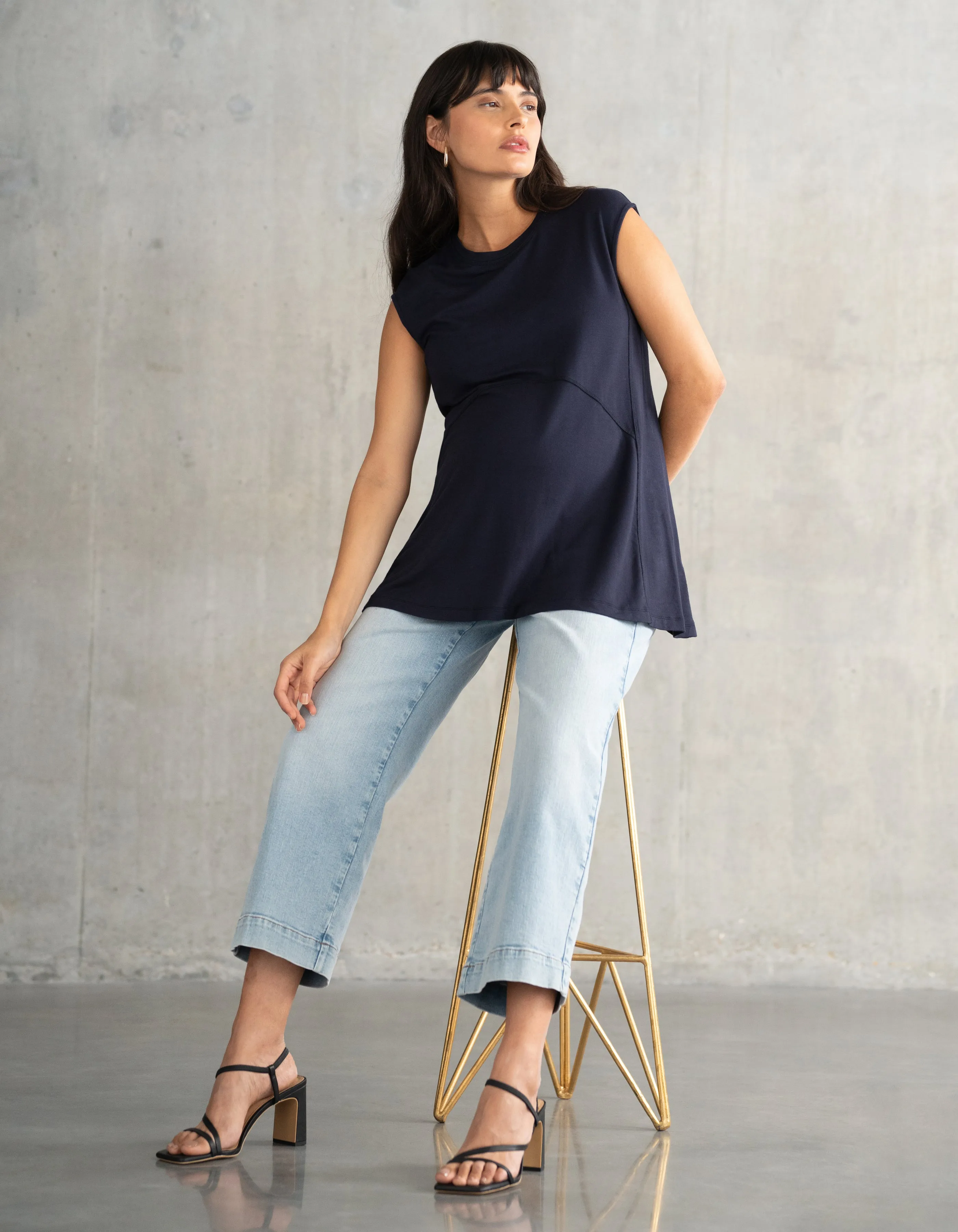 Organic Cropped Straight Wide-Leg Maternity Jeans