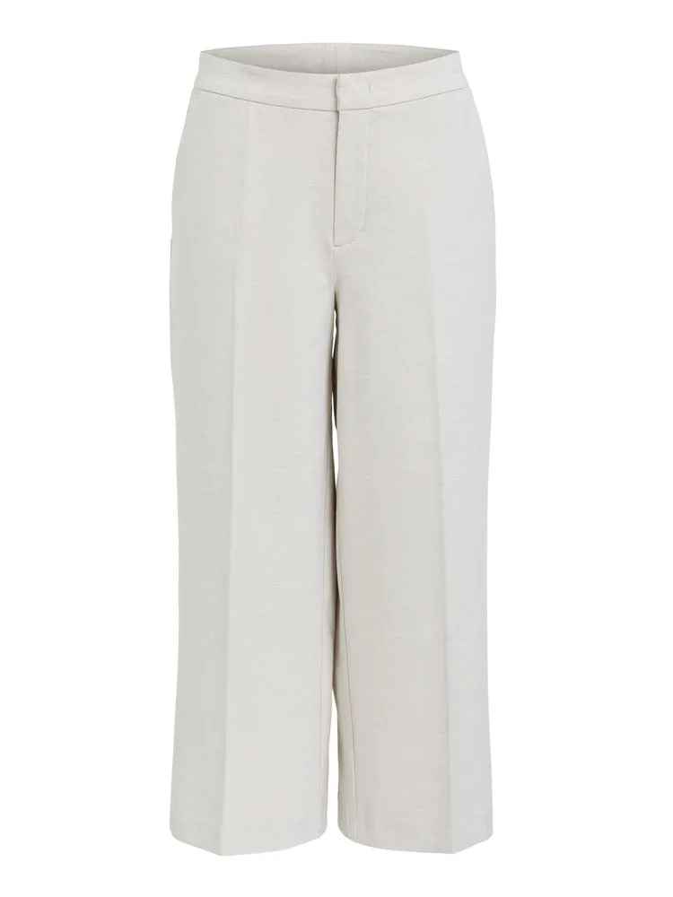 Oui Wide Leg Trousers Stone Melange