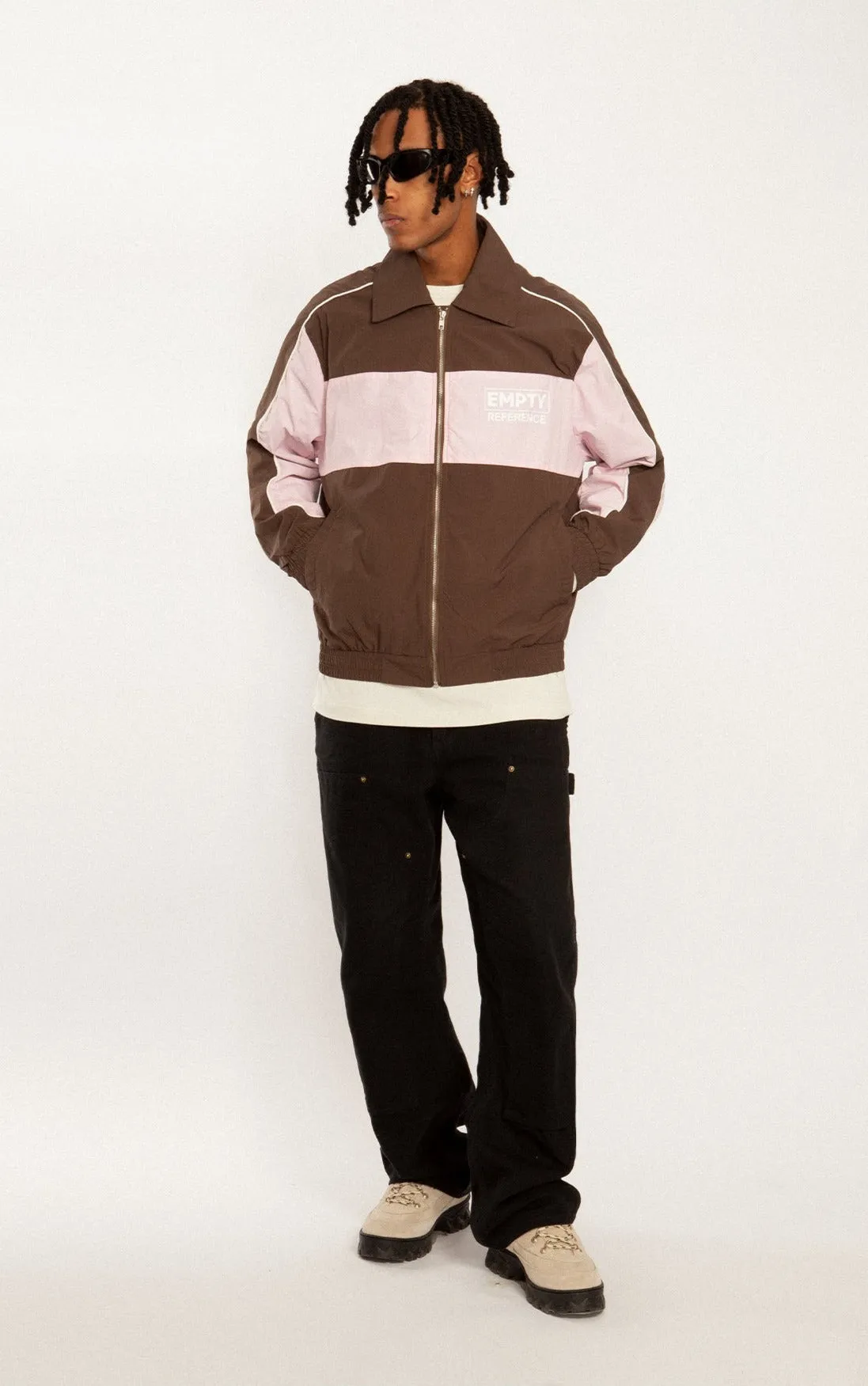 Patchwork Sports Jacket - Brown/Pink