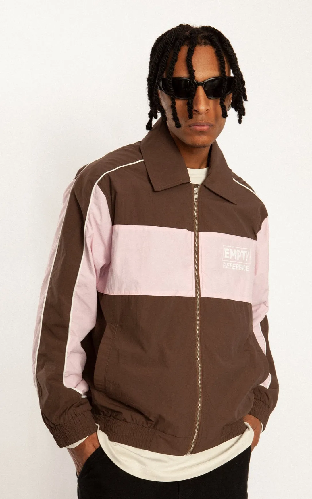 Patchwork Sports Jacket - Brown/Pink