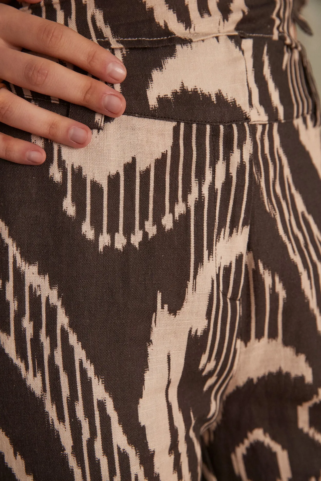 PAUL ETHNIC PRINT WIDE-LEG LINEN TROUSERS