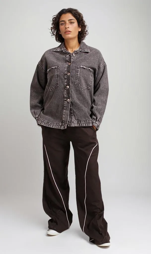 R207327 -Melton Denim Jacket - Washed Black