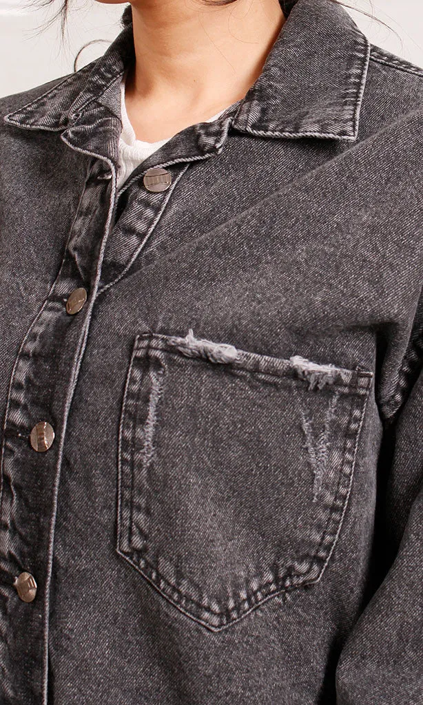 R207327 -Melton Denim Jacket - Washed Black