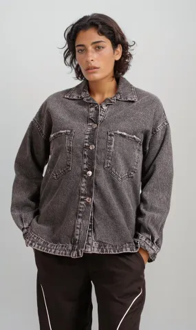 R207327 -Melton Denim Jacket - Washed Black