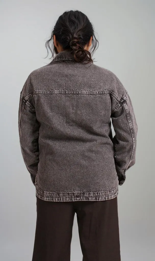 R207327 -Melton Denim Jacket - Washed Black
