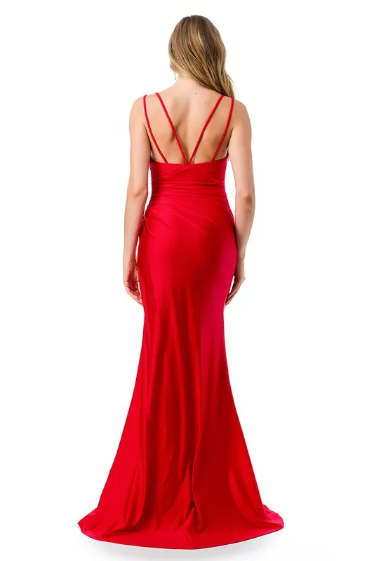 Red Sweetheart Open-Back Off-Shoulder Long Dress