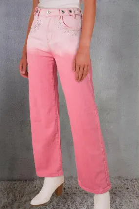 Rhinestone gradient jeans for women