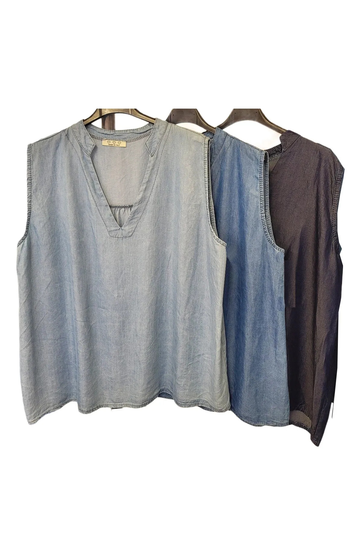 Sleeveless Denim V-Neck Top