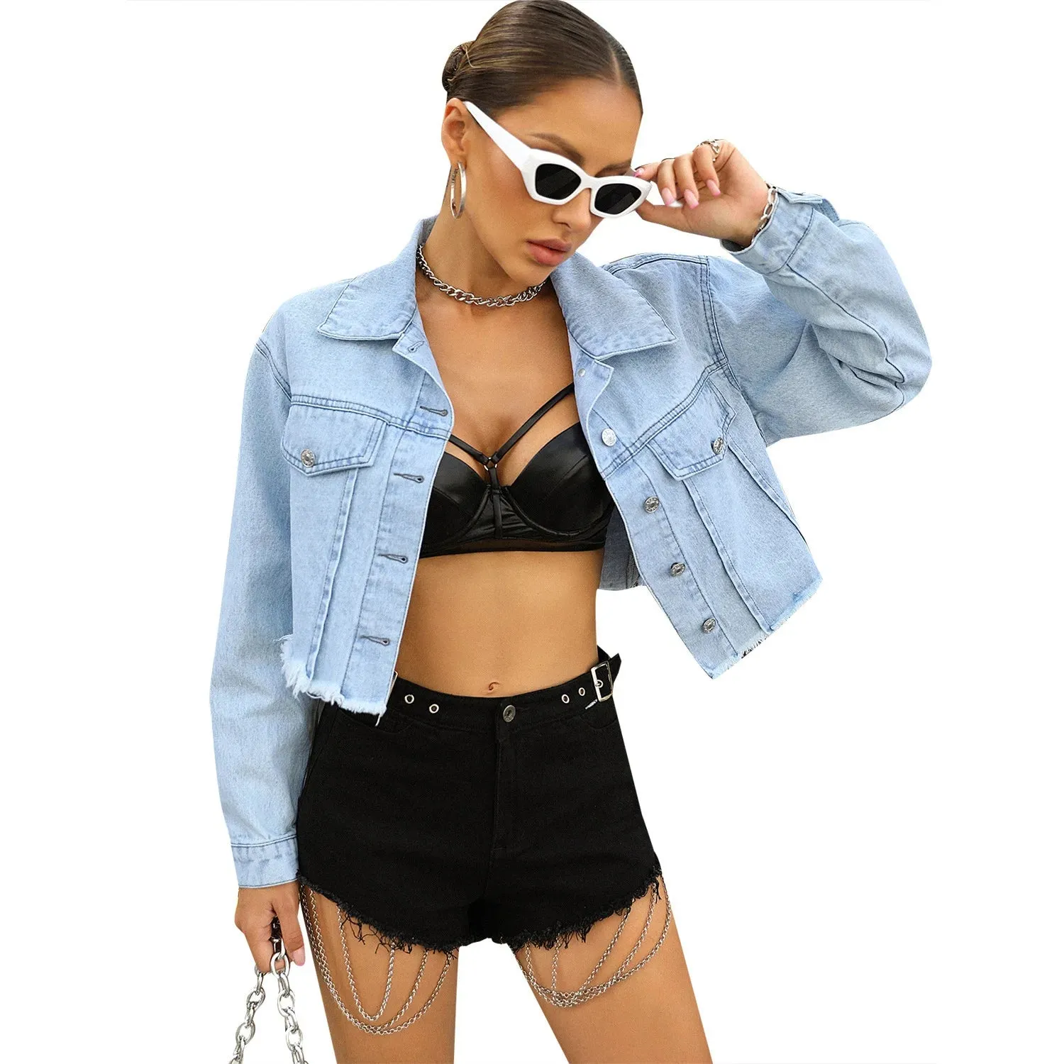 Stylish Distressed Denim Jacket