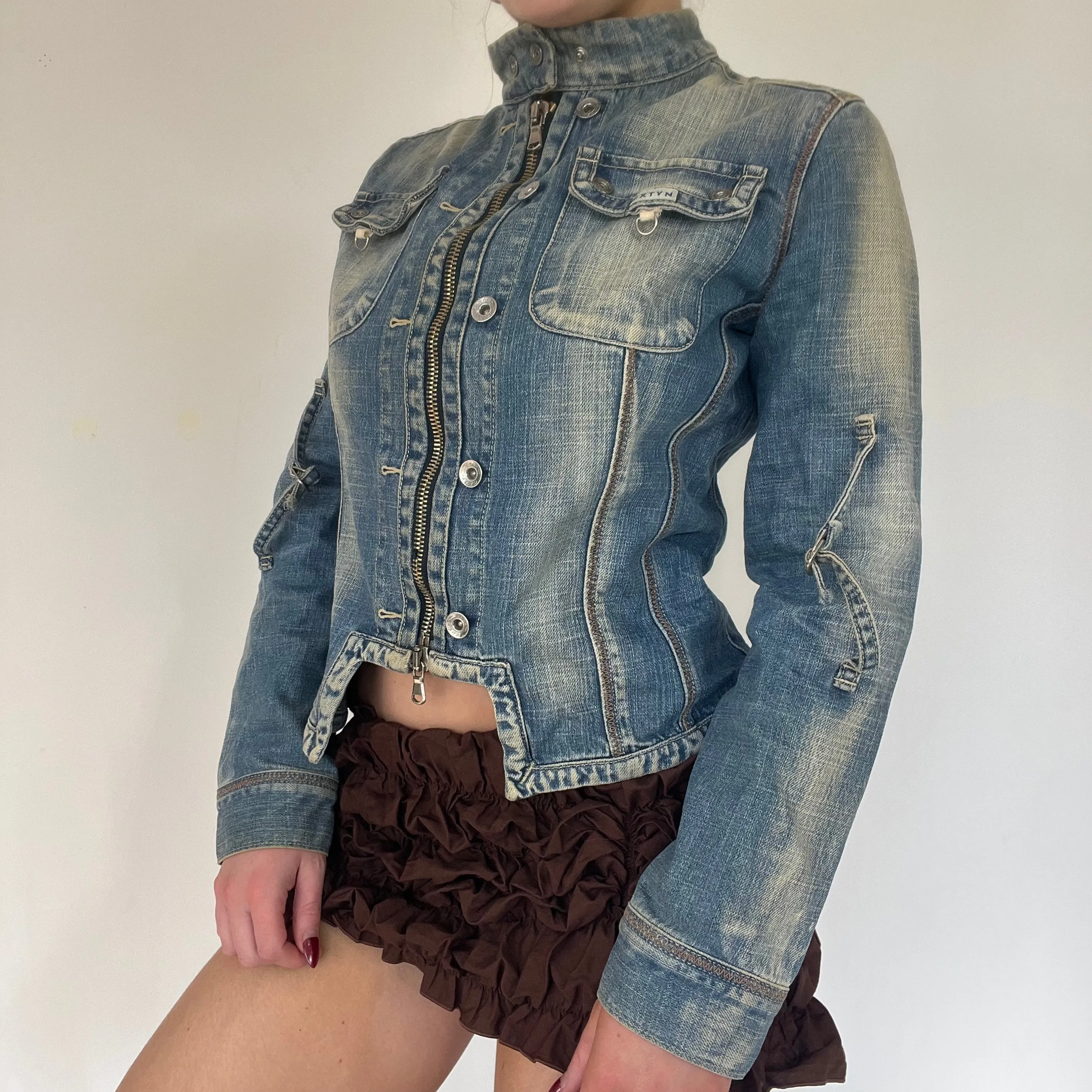 Y2K denim zipper jacket - Size S