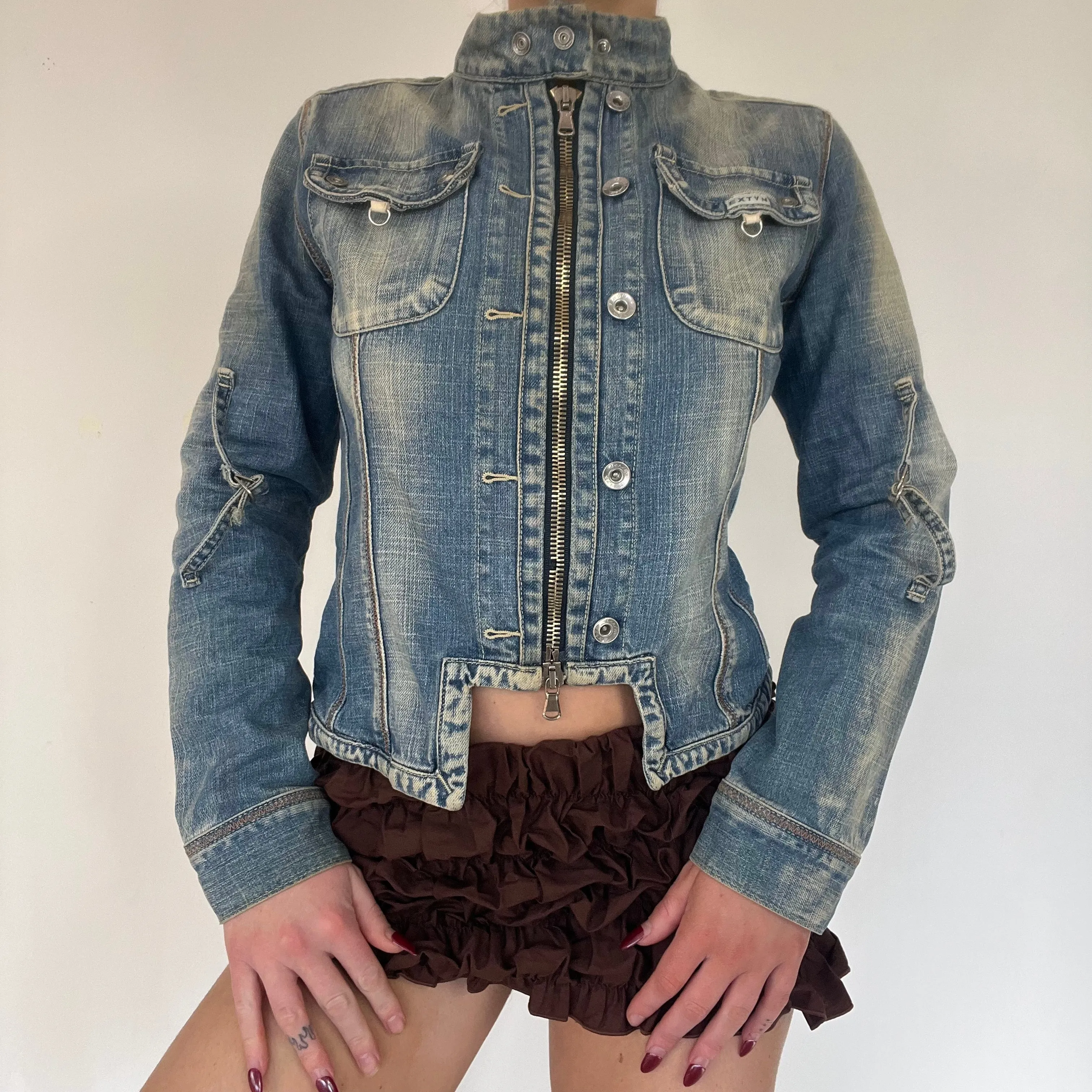 Y2K denim zipper jacket - Size S