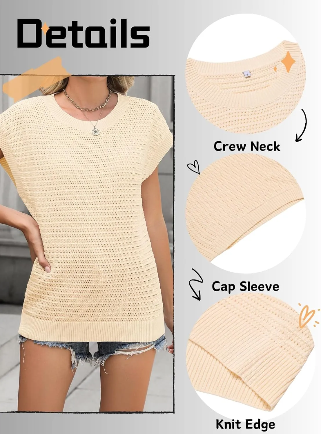 Zeagoo Cap Sleeve Sweater Vest Knit Sweater