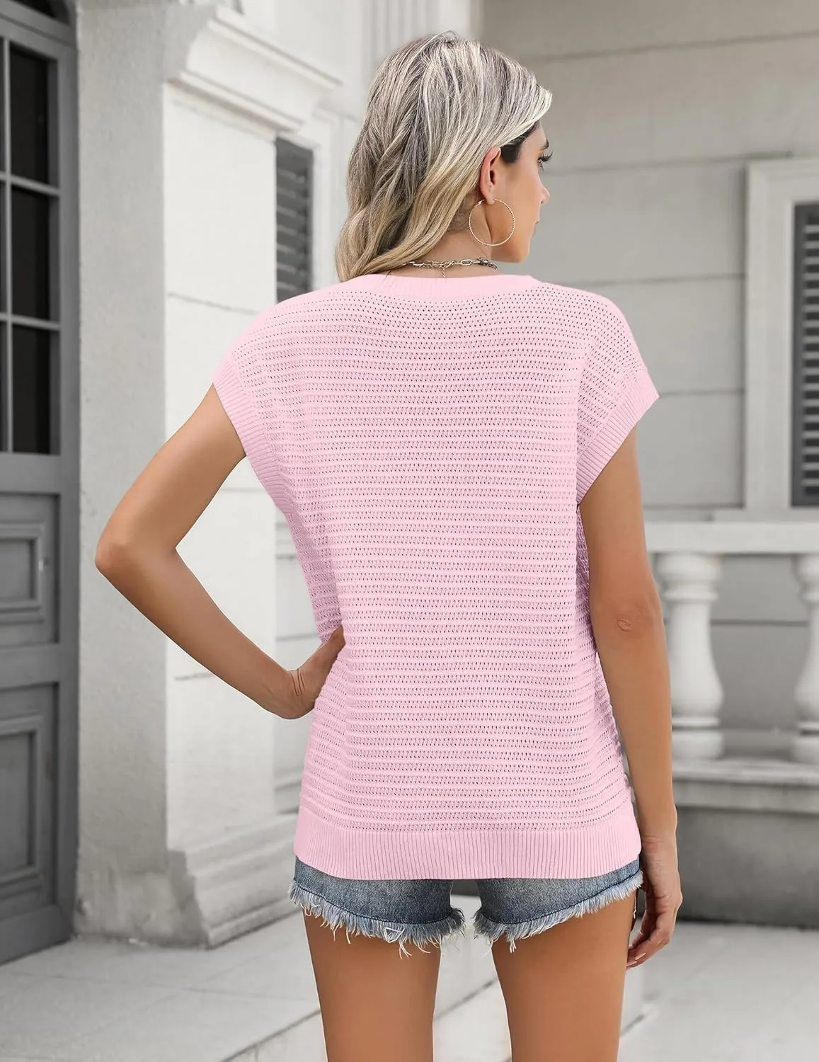 Zeagoo Cap Sleeve Sweater Vest Knit Sweater
