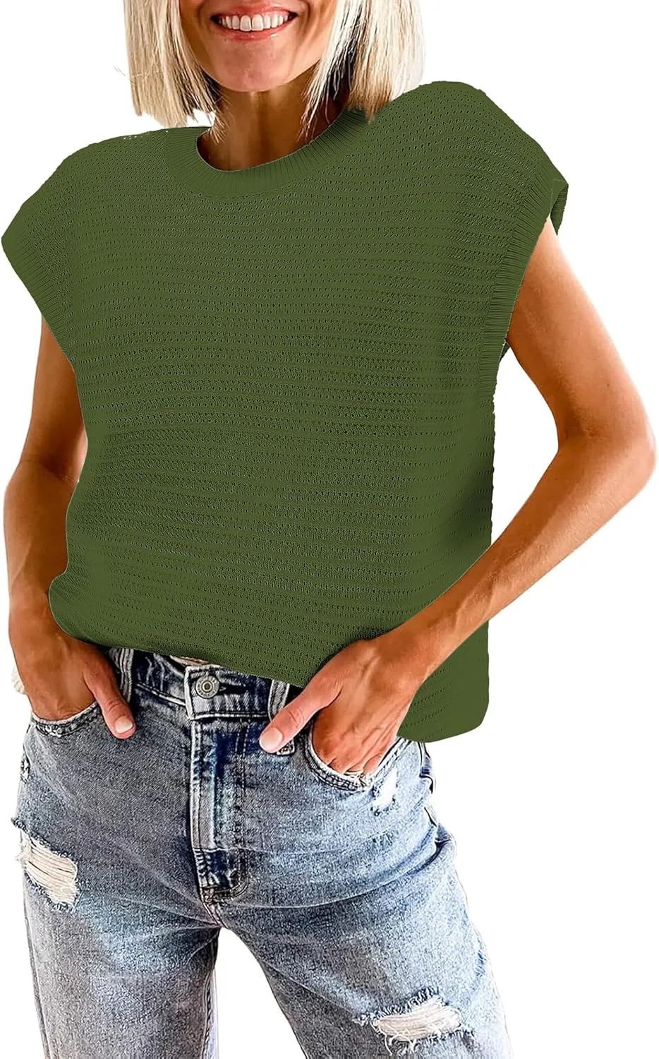 Zeagoo Cap Sleeve Sweater Vest Knit Sweater