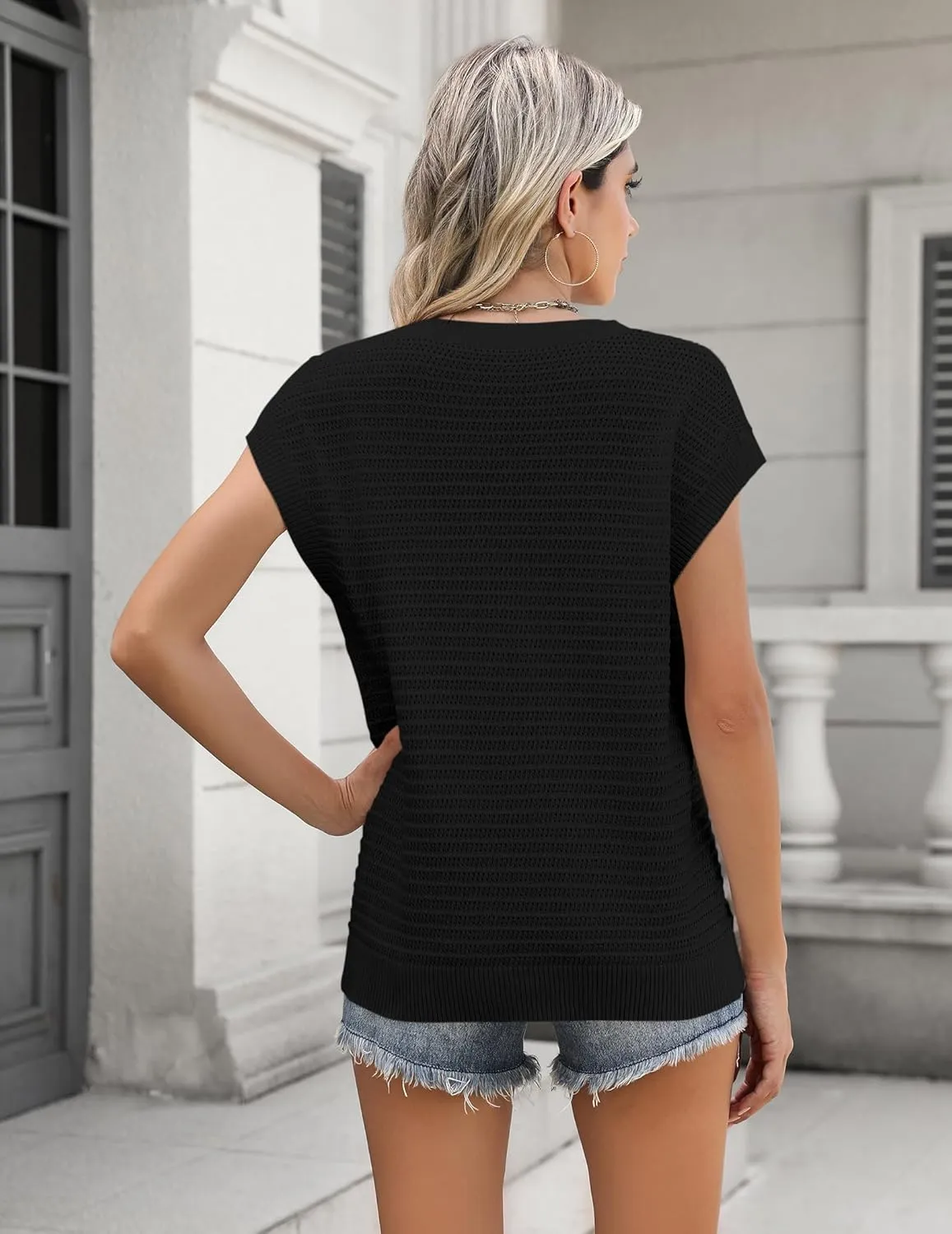 Zeagoo Cap Sleeve Sweater Vest Knit Sweater