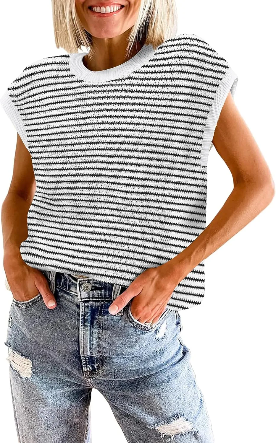 Zeagoo Cap Sleeve Sweater Vest Knit Sweater