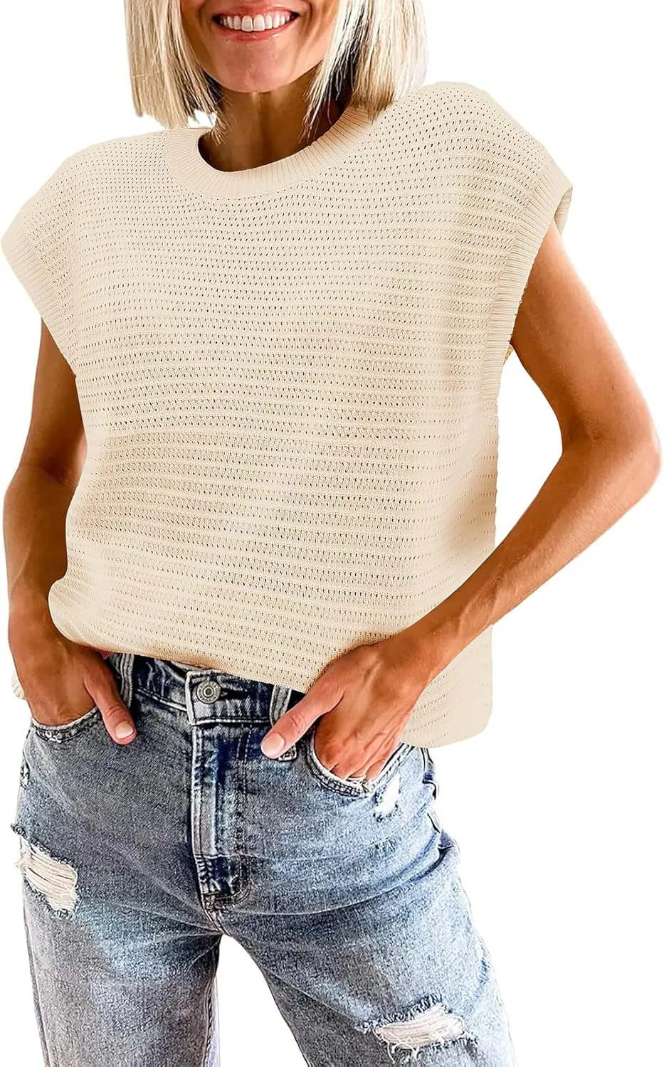 Zeagoo Cap Sleeve Sweater Vest Knit Sweater