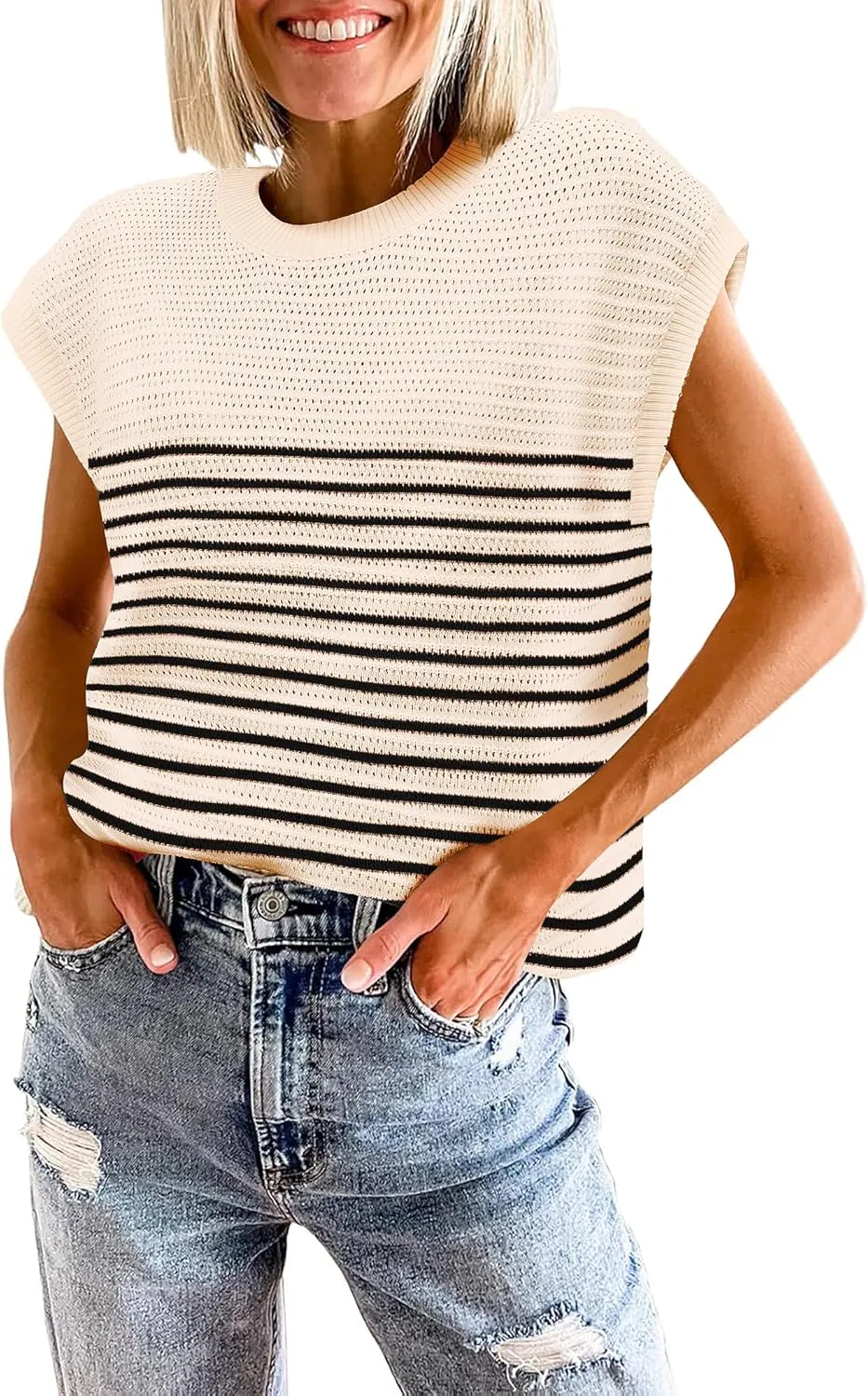 Zeagoo Cap Sleeve Sweater Vest Knit Sweater