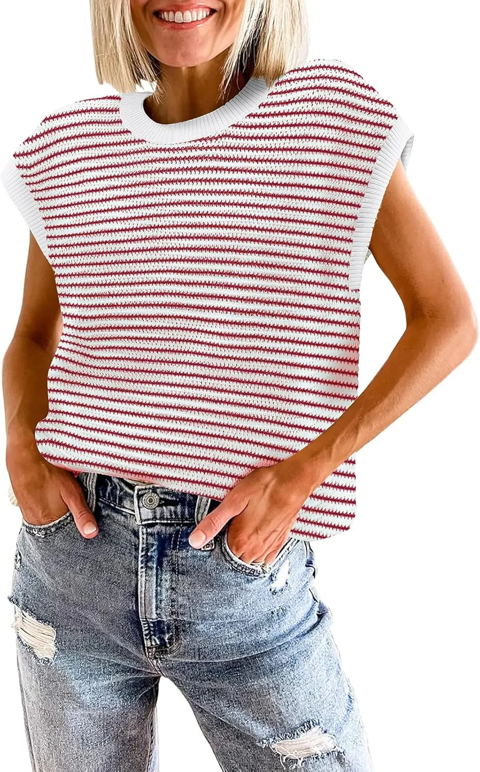 Zeagoo Cap Sleeve Sweater Vest Knit Sweater