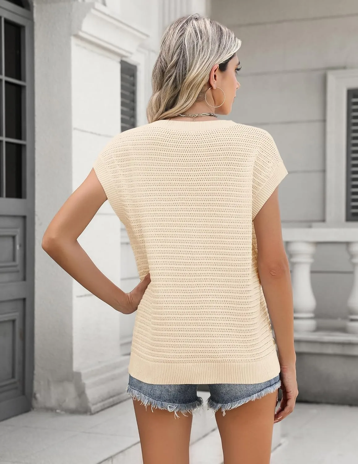 Zeagoo Cap Sleeve Sweater Vest Knit Sweater