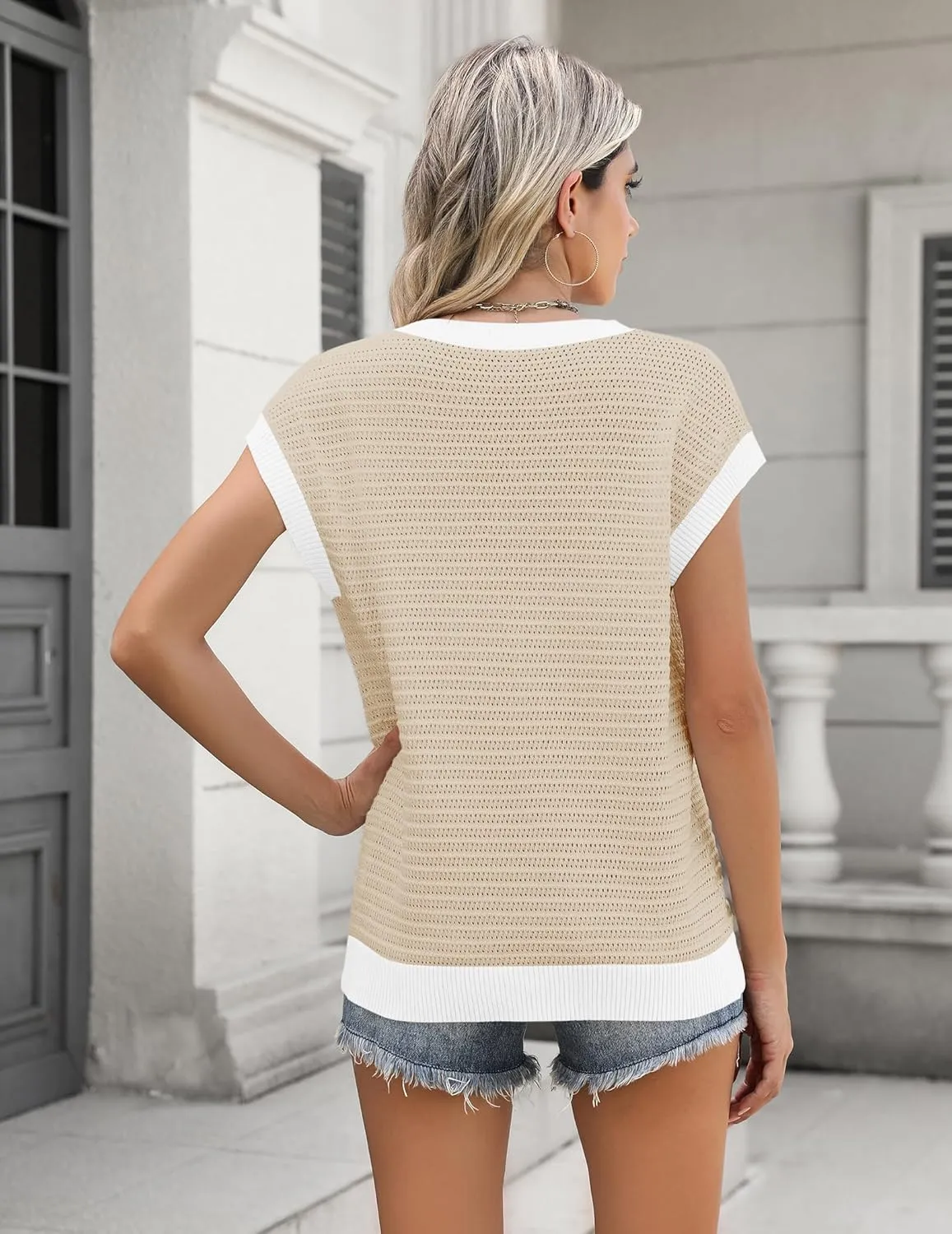 Zeagoo Cap Sleeve Sweater Vest Knit Sweater