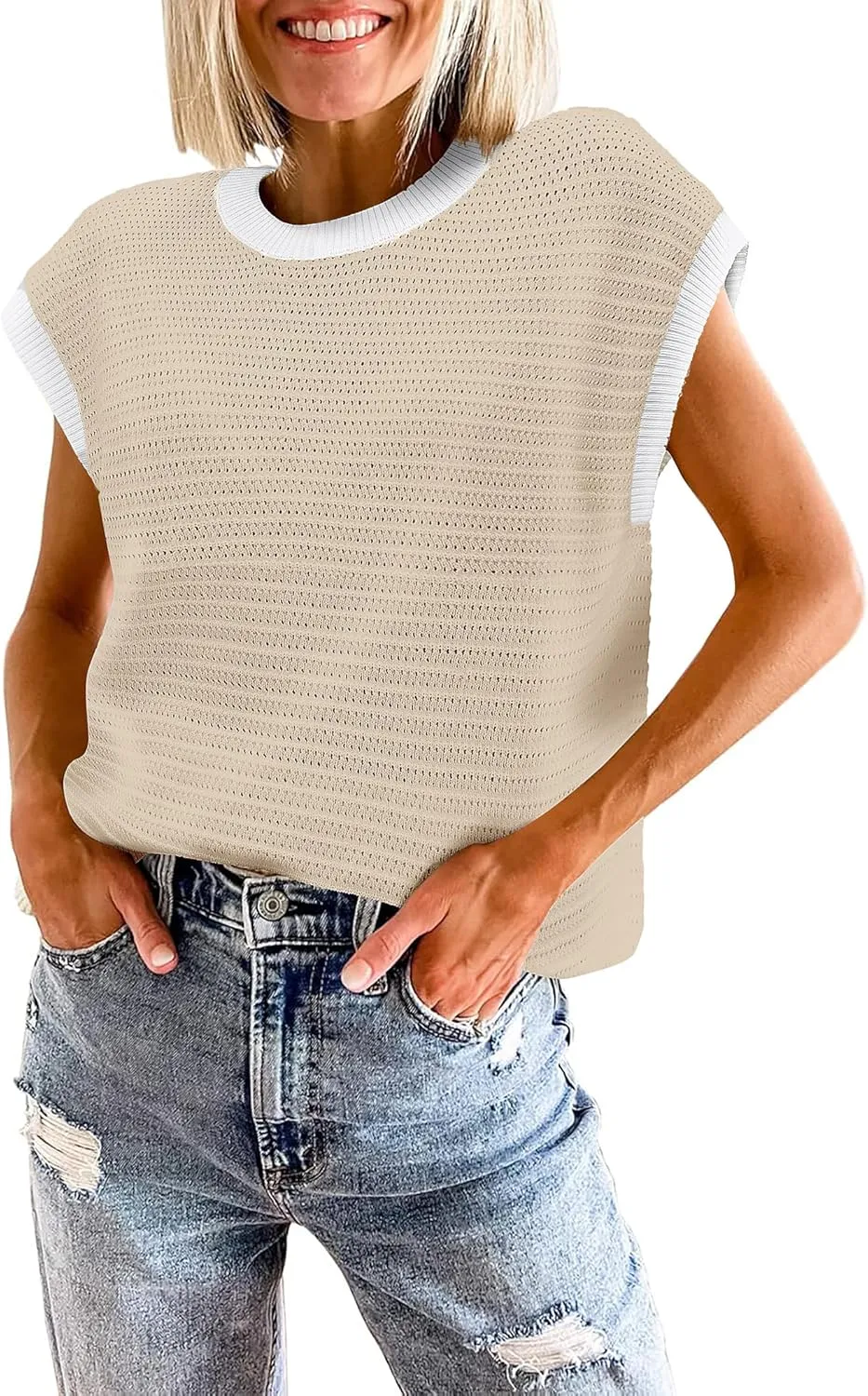Zeagoo Cap Sleeve Sweater Vest Knit Sweater