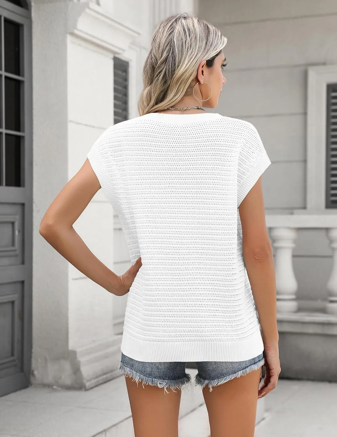 Zeagoo Cap Sleeve Sweater Vest Knit Sweater