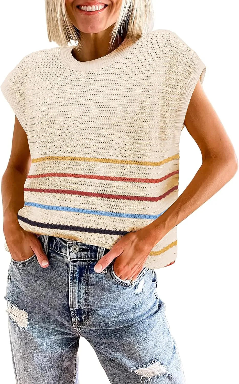 Zeagoo Cap Sleeve Sweater Vest Knit Sweater