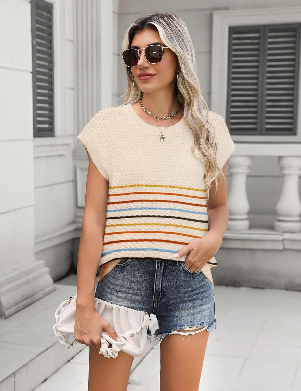 Zeagoo Cap Sleeve Sweater Vest Knit Sweater